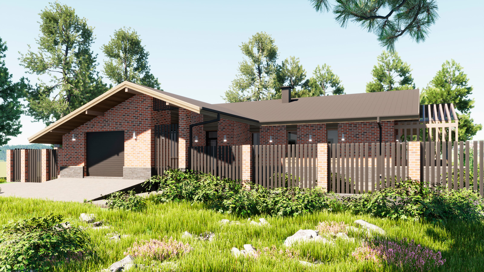 Одноэтажный дом со вторым светом