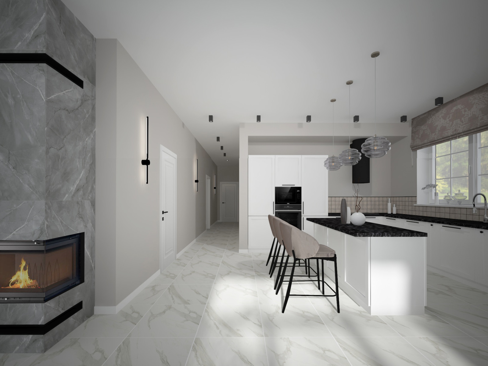 Кухня-гостиная в частном доме.