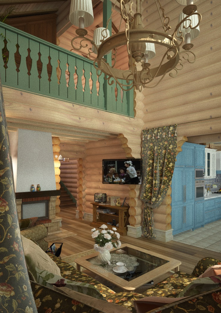 Дизайн дома из оцилиндрованного бревна