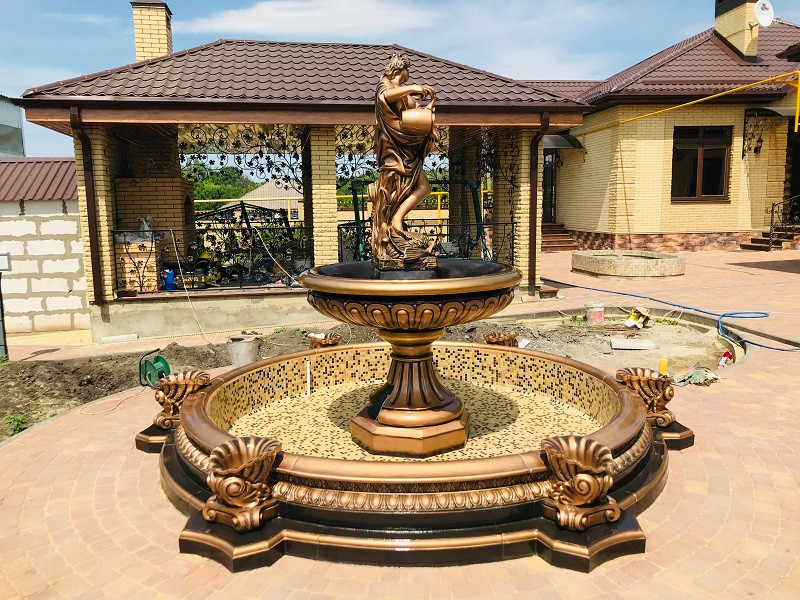 Сборка фонтана из арт бетона