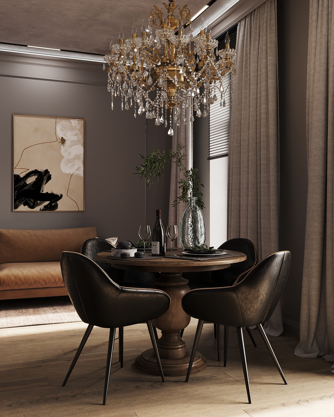 Гостиная в стиле индустриальный шик