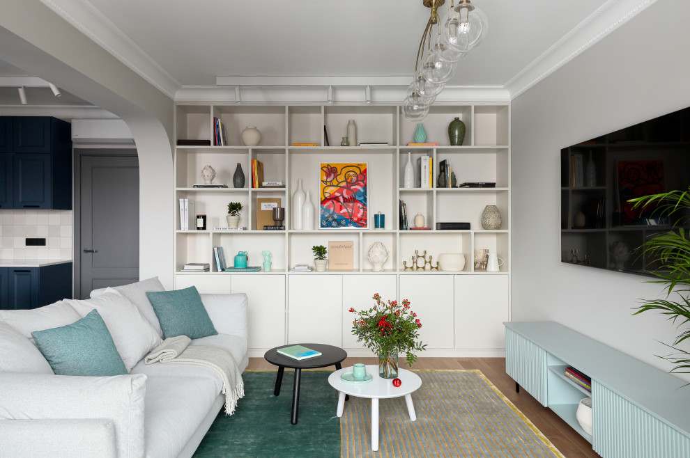 Квартира с синей кухней и детской комнатой