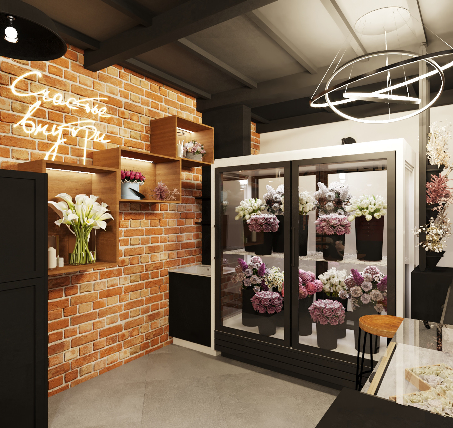 Обложка проекта: Коммерция. Двухэтажный Цветочный магазин 32 м²