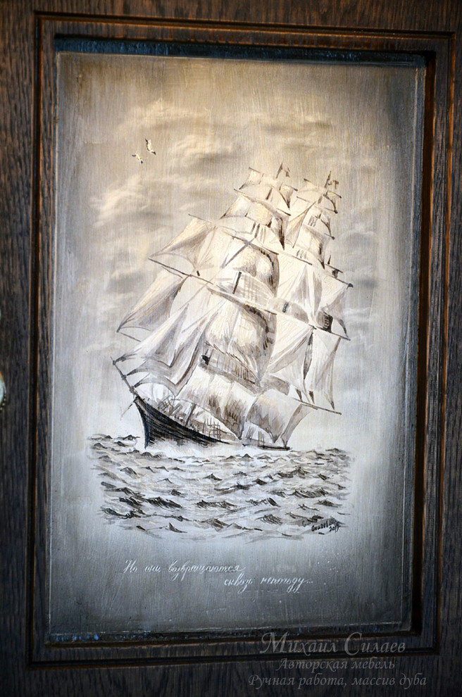 Графика на дубе для украшения интерьера.