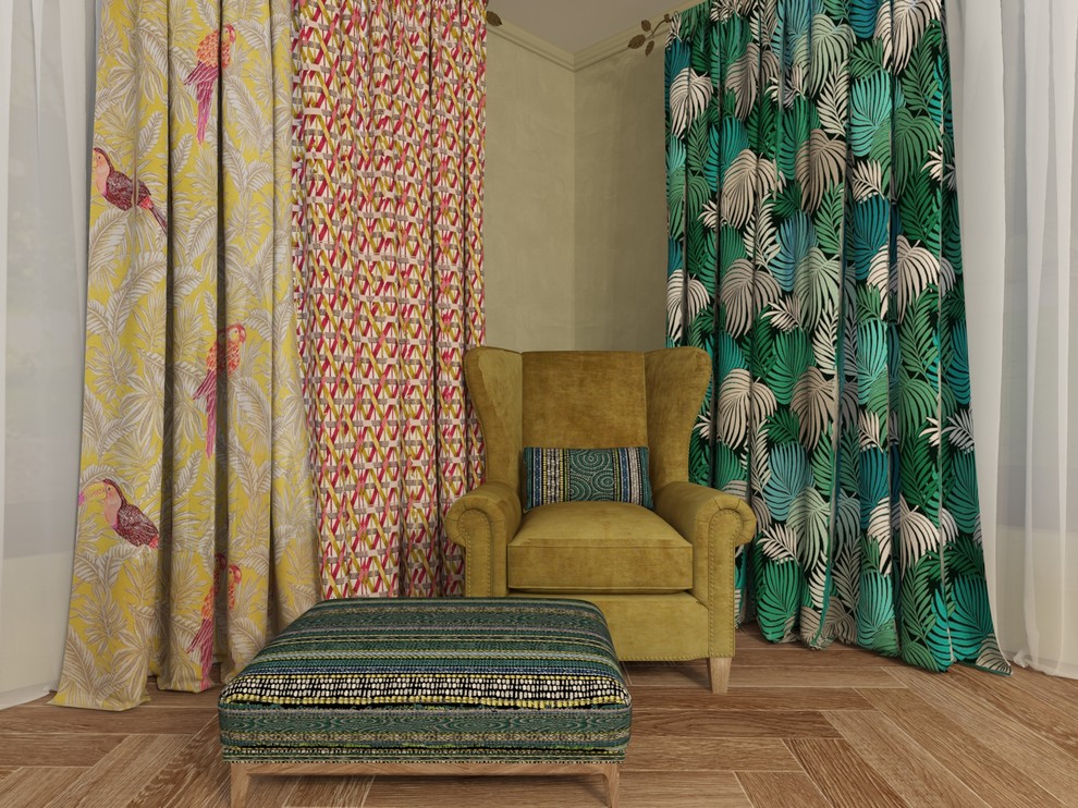 яркая гостиная с фреской