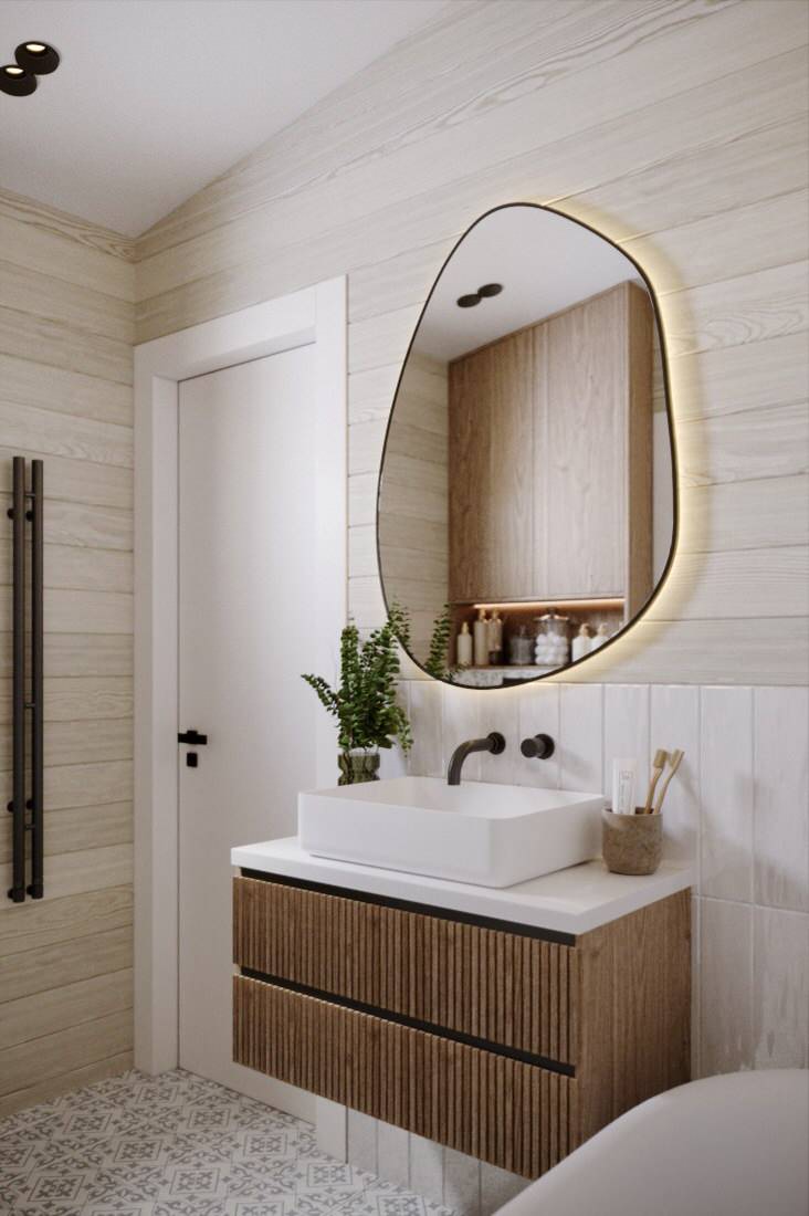 Обложка проекта: Дизайн ванной комнаты в доме из бруса