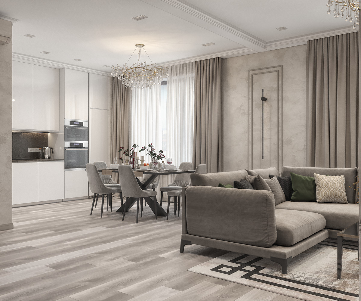 Квартира в эко-квартале Flora&Fauna (кухня-гостиная)