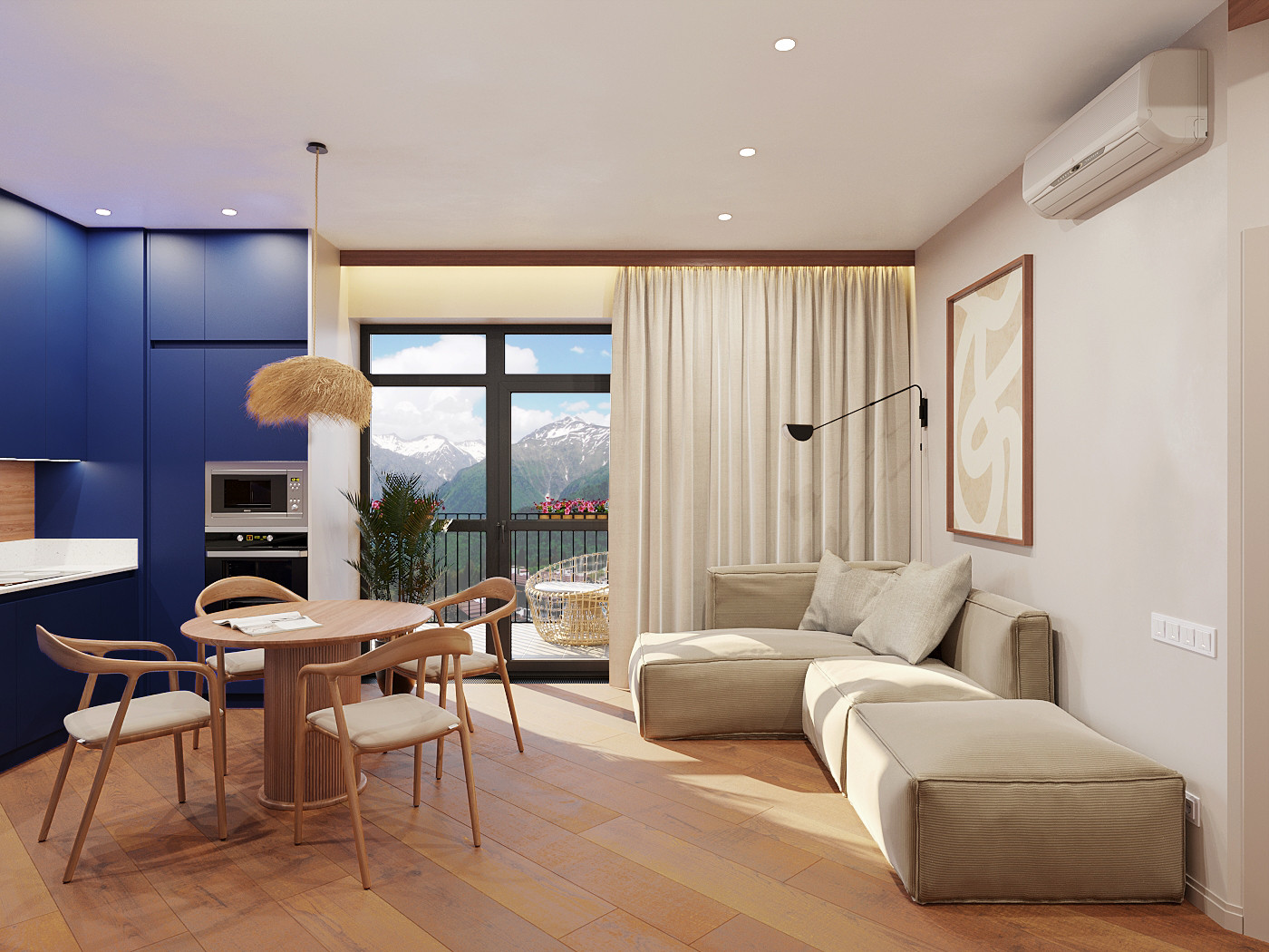 Современная квартира с элементами стиля шале