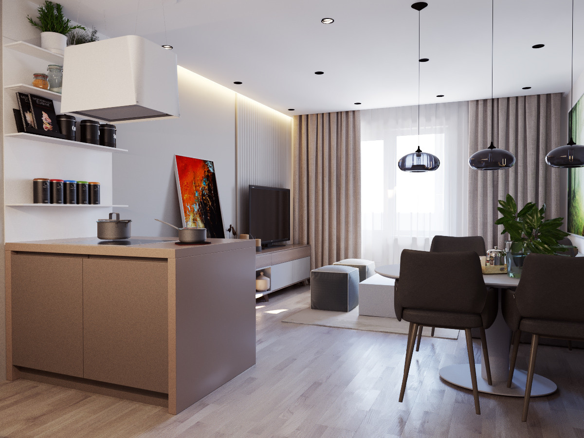 Дизайн проект двухкомнатной квартиры 72 кв.м