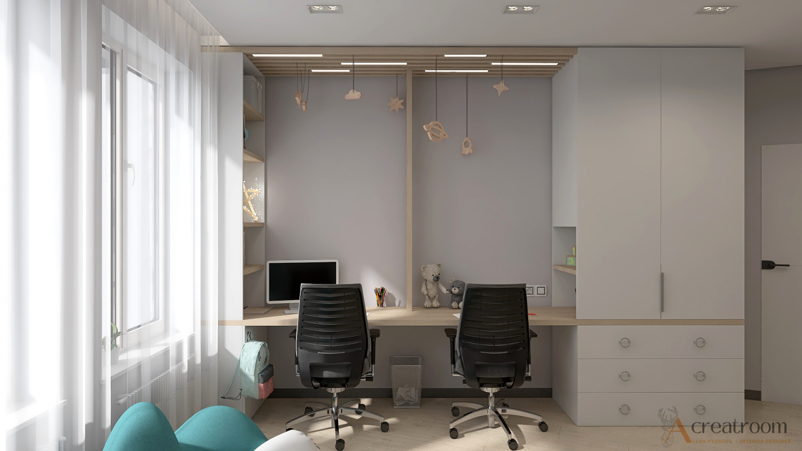 Проект детской комнаты для двух девочек