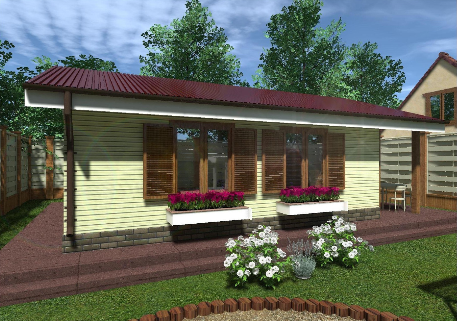 Обложка проекта: Одноэтажный дачный дом 6х9 60 квадратных метра из газобетона под ключ