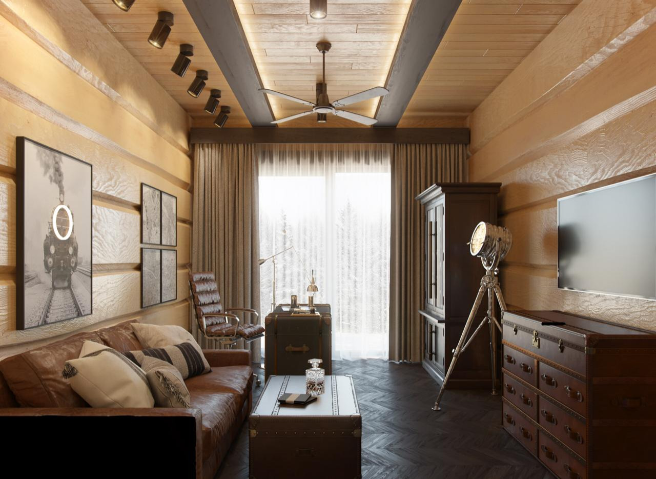 Шале со спа-зоной и бассейном из лафета кедра и бетона