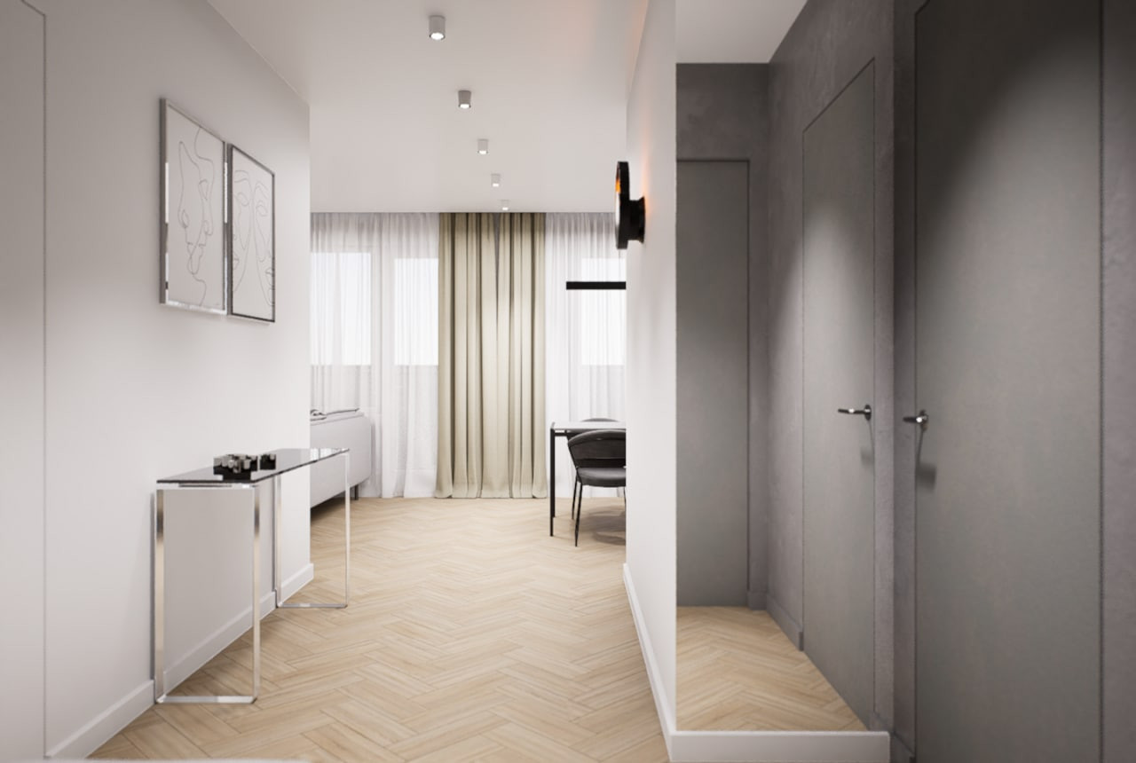 Проект интерьера квартиры со спальней-нишей