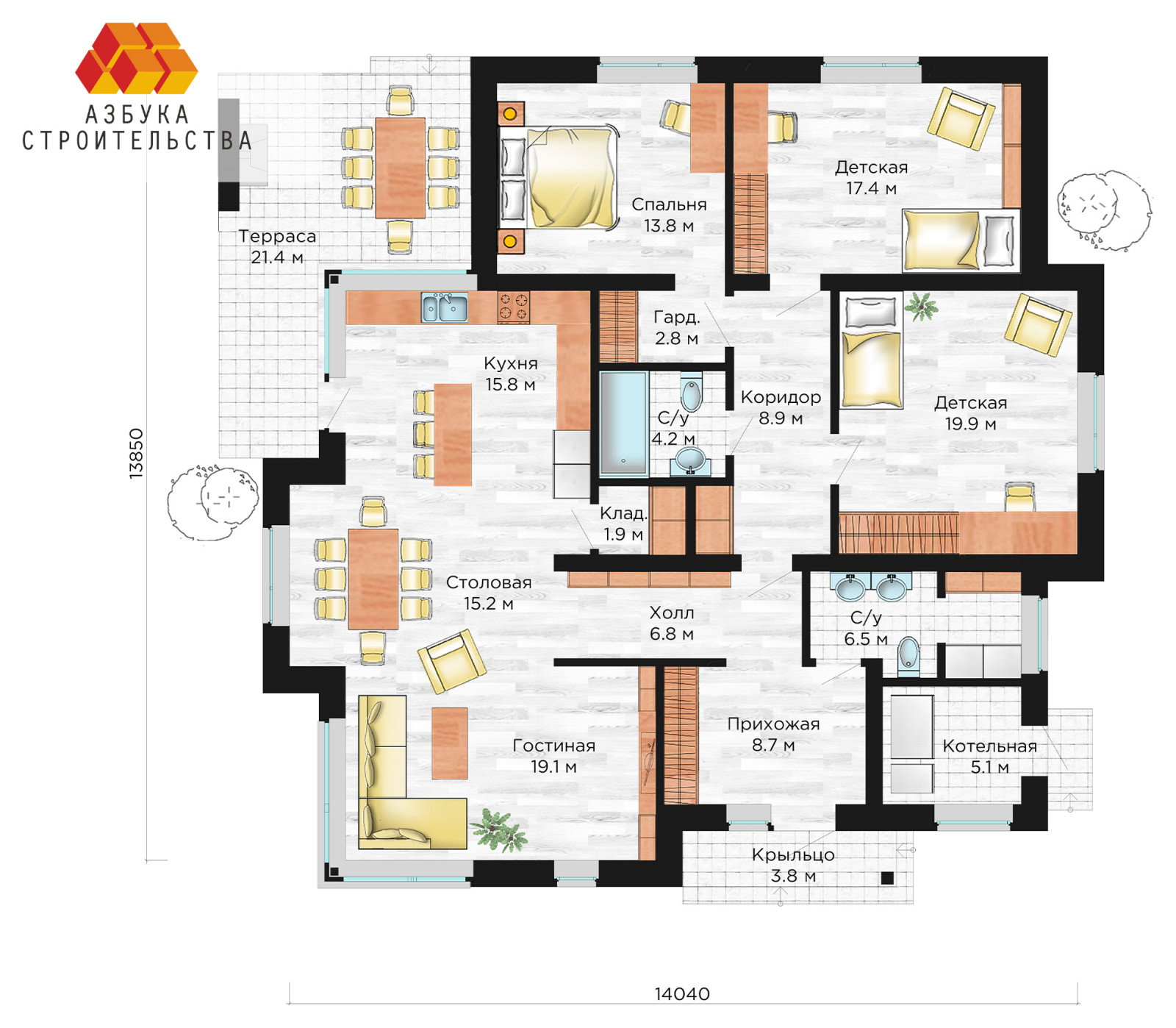 Одноэтажный проект дома АС-146