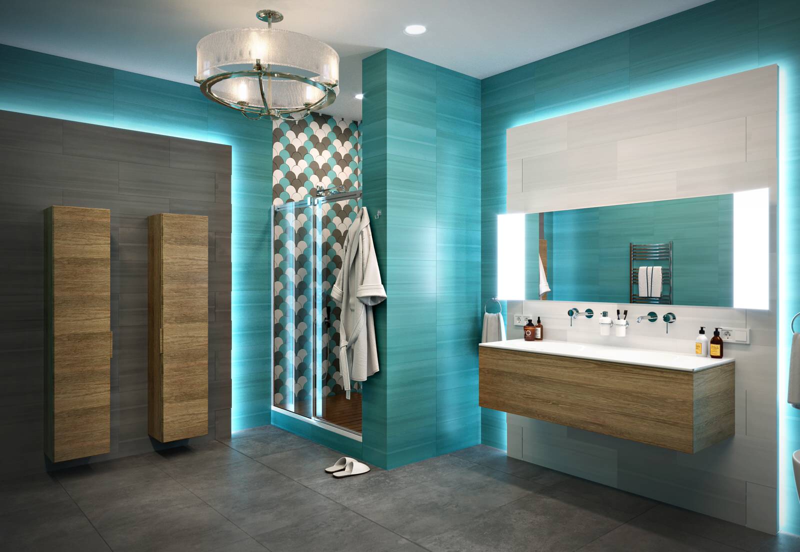 Визуализация ванной комнаты "Лазурь"
