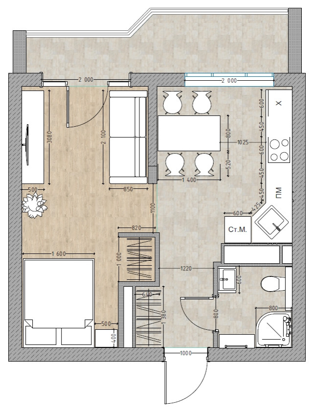 Планировочные решения. Квартира в г. Сочи ЖК "Жилые кварталы. Литера 1"