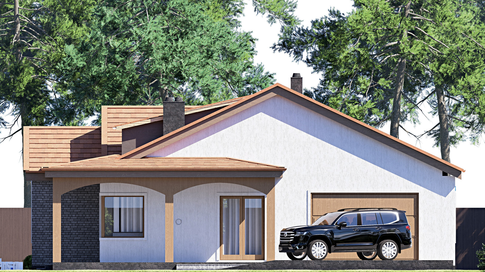 Проект одноэтажного дома 15х16м S168м2 F-17153