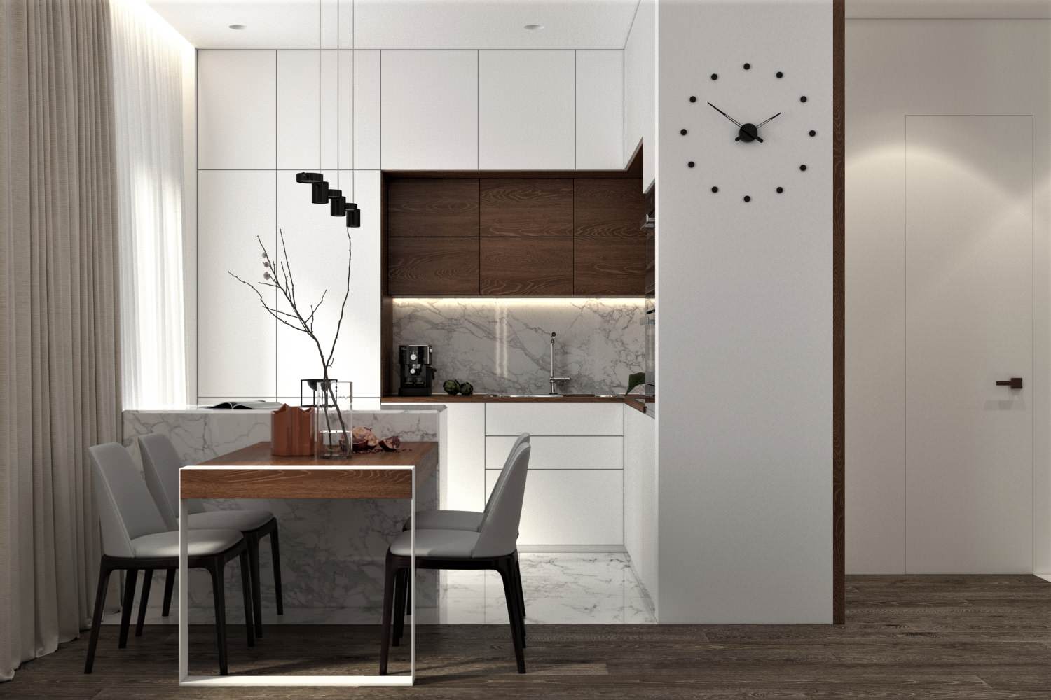 Монохромный с деревом