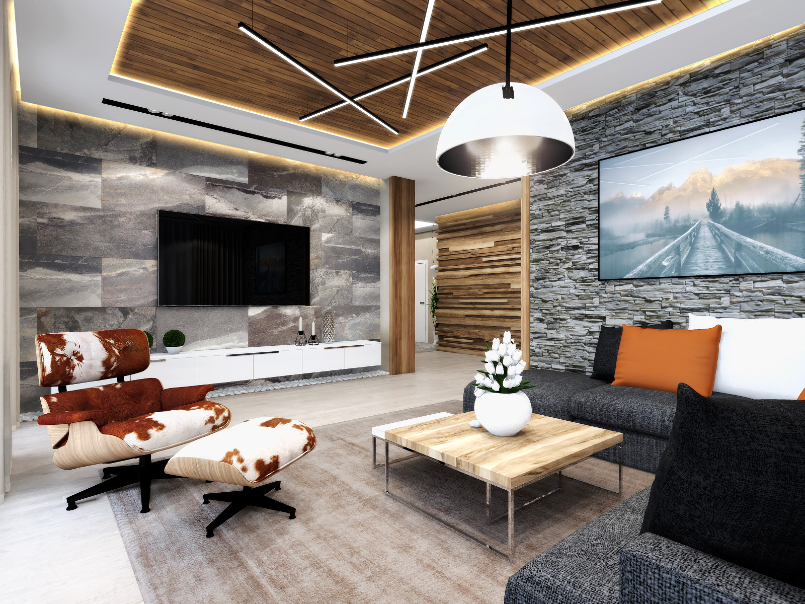 Кухня-гостиная загородного дома