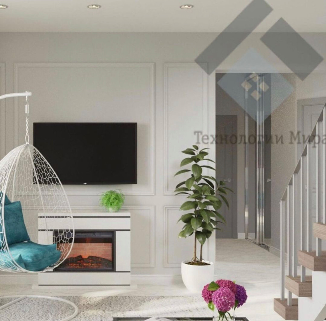 Обложка проекта: Дизайн - проект загородного дома (1 этаж)