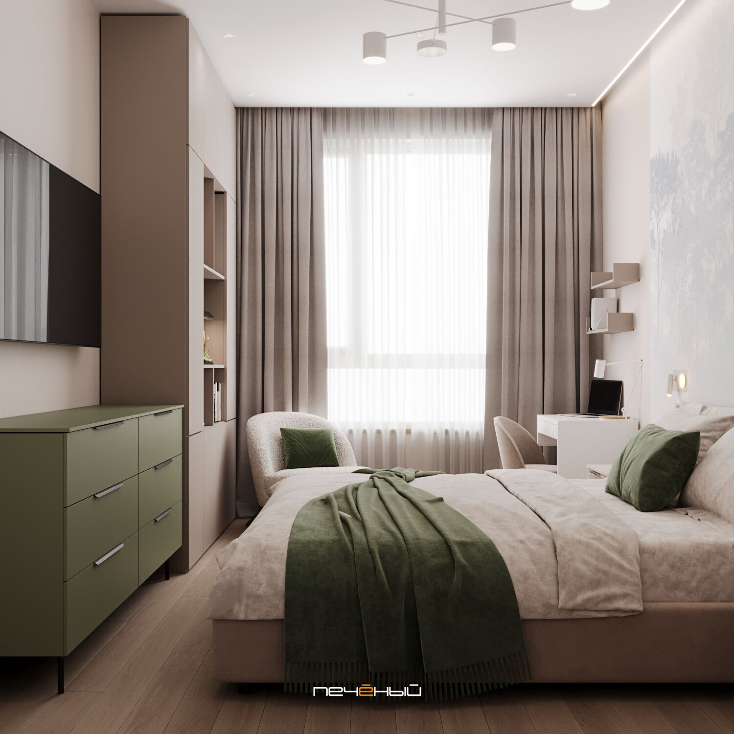 2025 Дизайн 3-комн. квартиры 72 м² в современном стиле, Москва, ЖК Малевич