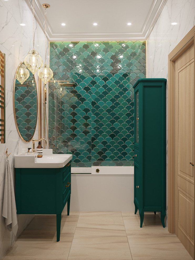 Ванна в зелёных тонах