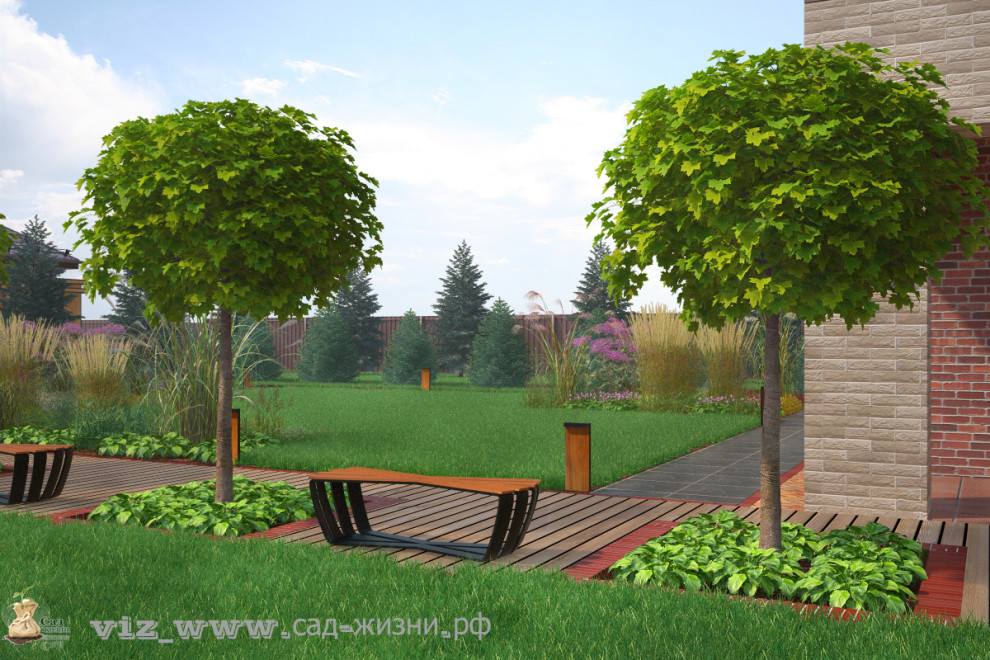 Ландшафтная визуализация дизайна частного участка в п. Белаго Московской области