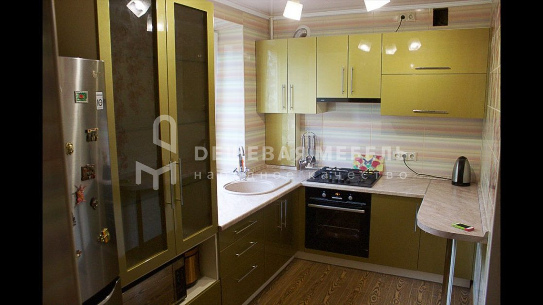 Оливковая кухня "Блеск арт.25" из Эмали