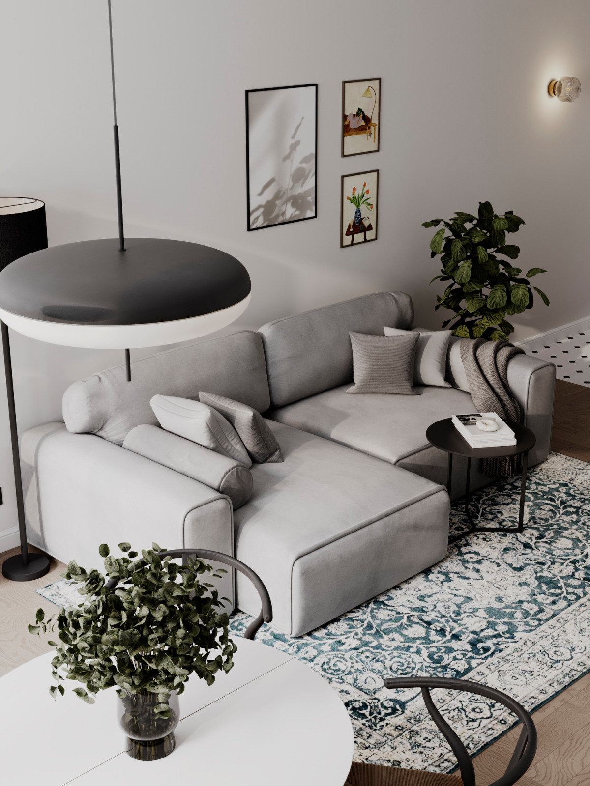 Светлый интерьер с цветовыми акцентами в ЖК Level Стрешнево