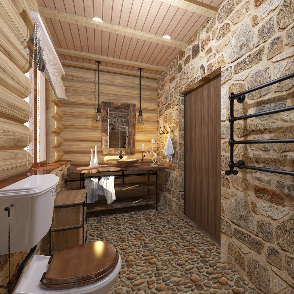 Интерьер дома из сруба в стиле шале (первый этаж)