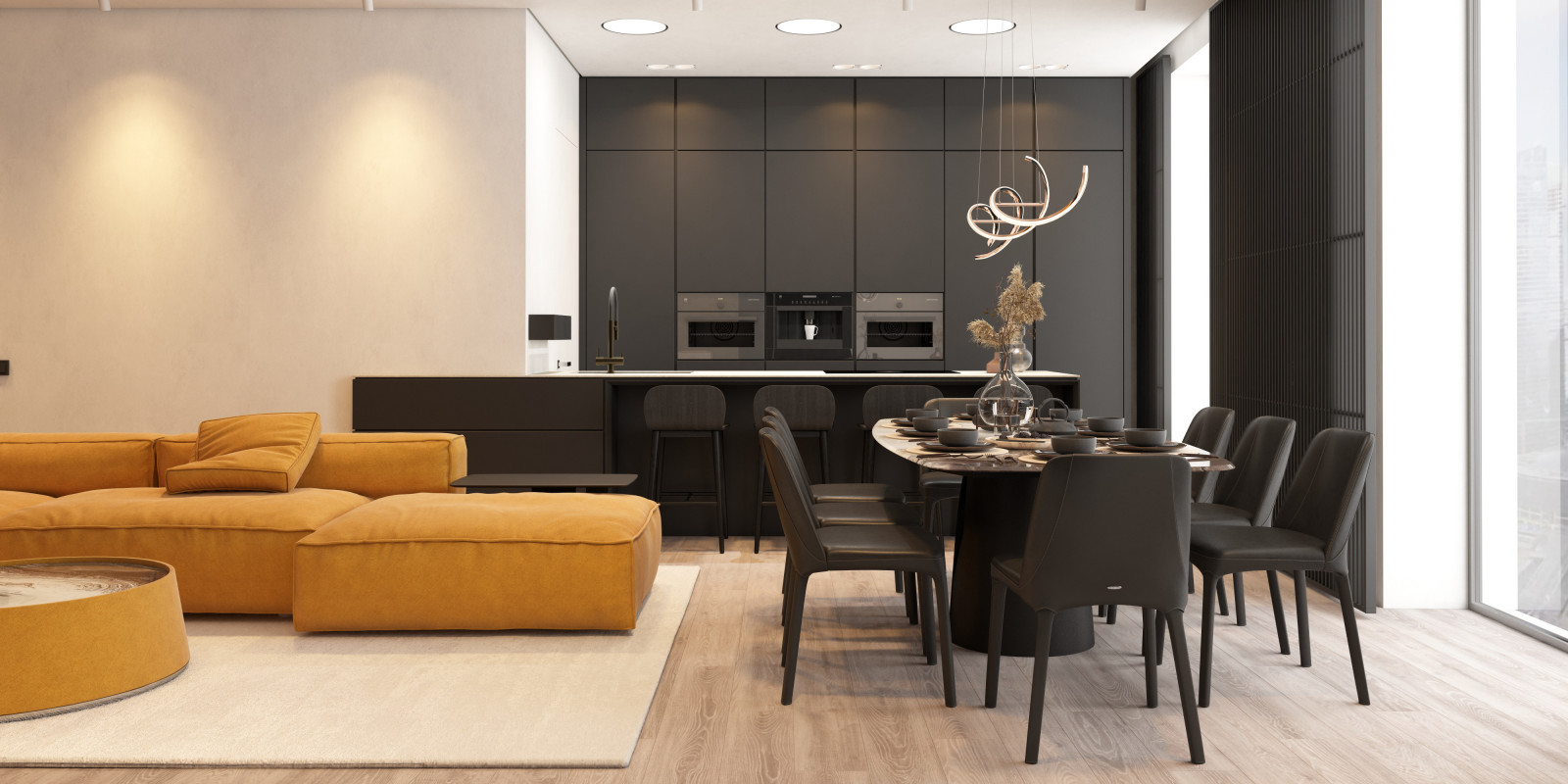 столовая зона и кухня