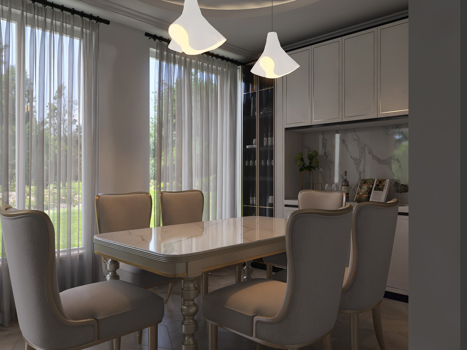 Дом с винтовой лестницей в центре