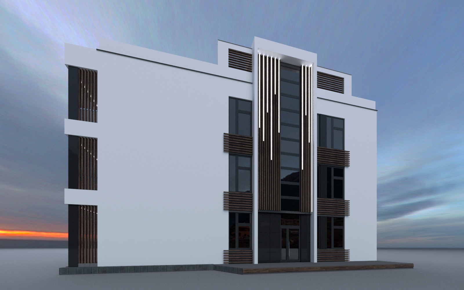 Эскизное предложение дизайна фасада мини-отеля