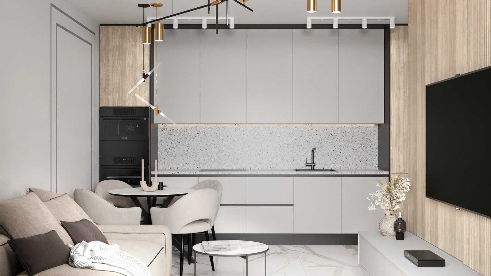 3-комнатная квартира в светлых оттенках