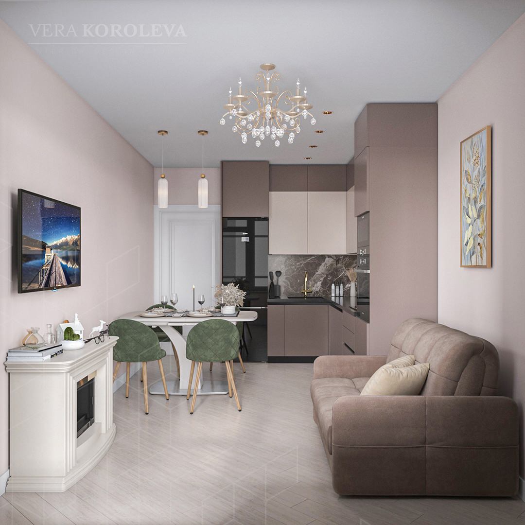 Дизайн двухкомнатной квартиры для семьи с девушкой-подростком в ЖК "Ультра Сити"