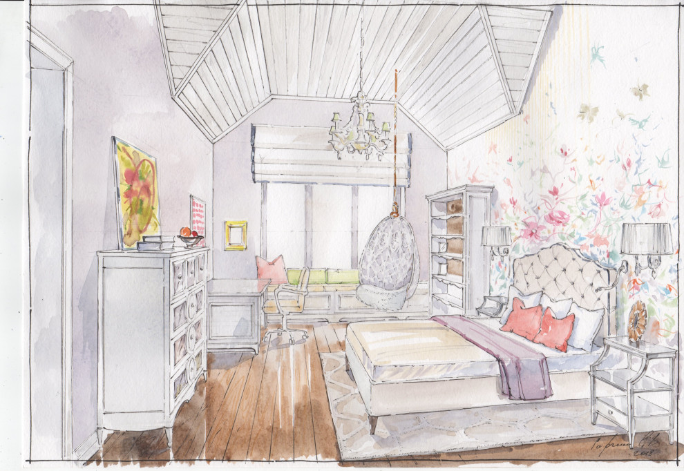 Акварельные эскизы к проекту: Загородного дома в стиле Прованс.