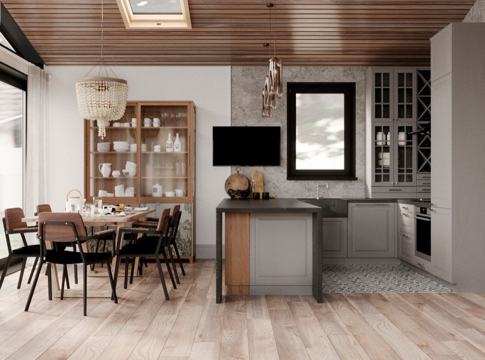 Загородный дом 147,7 м² с черными акцентами