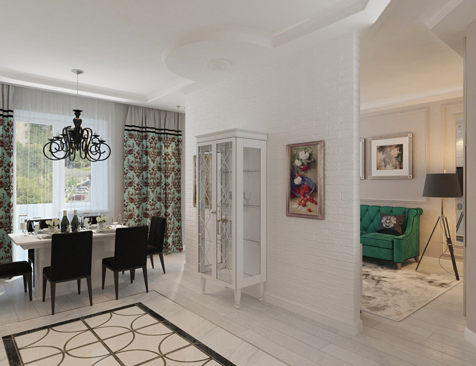 черно-белая гостиная