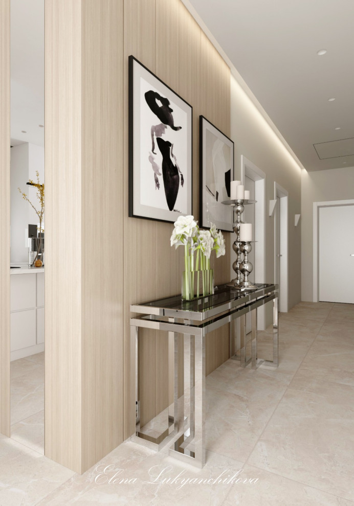 Интерьер гостиной-кухни в частном доме, ЛО КП 7ручьев