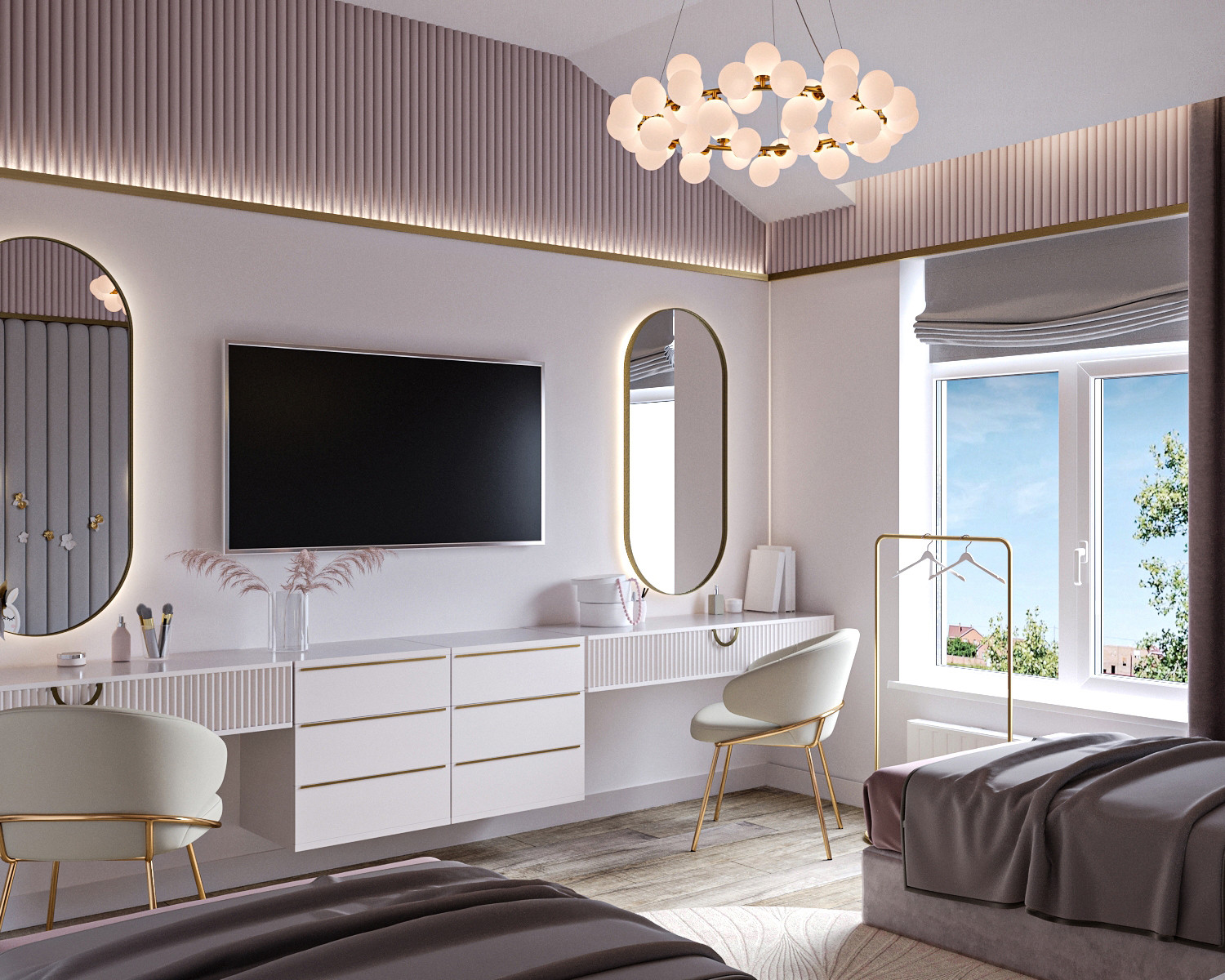 Современные оттенки серого и уютного дерева)