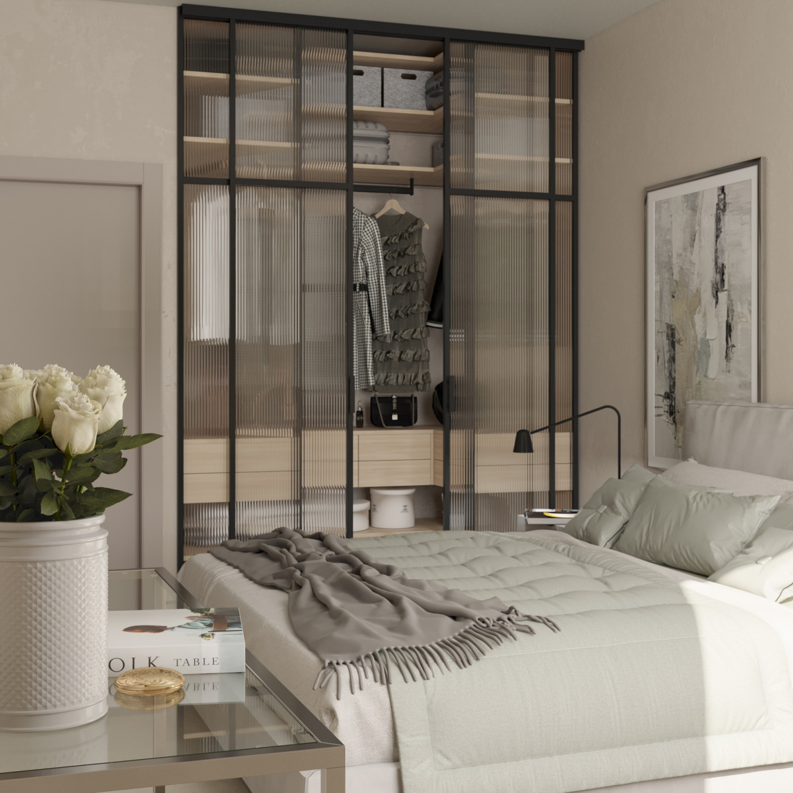 Спальня в тёплых тонах