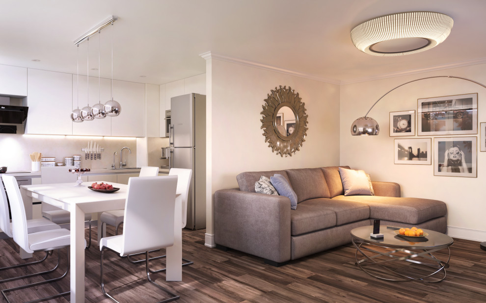 Обложка проекта: Визуализация гостиной с куней и коридор.