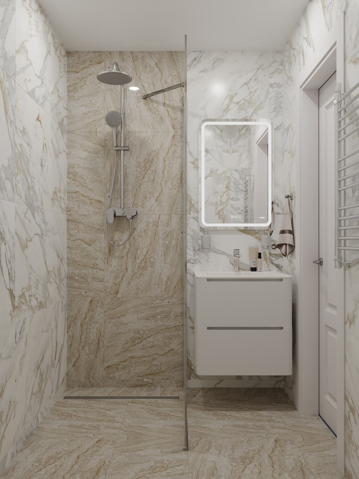 Обложка проекта: Санузел и Ванна из керамогранита и оникса