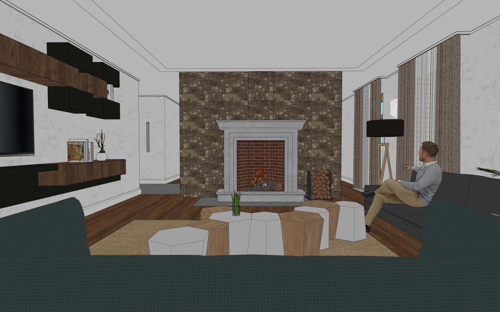 3D визуализация первого этажа дома