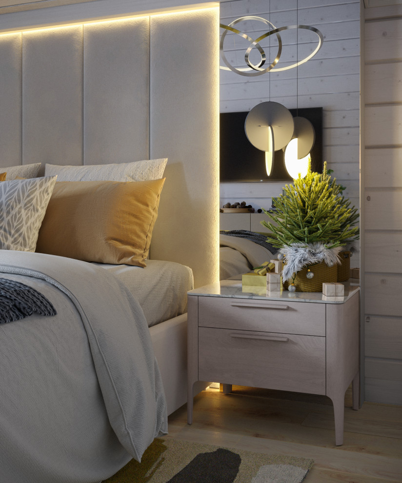 Мастер спальня, дом из бруса в КП Перелески