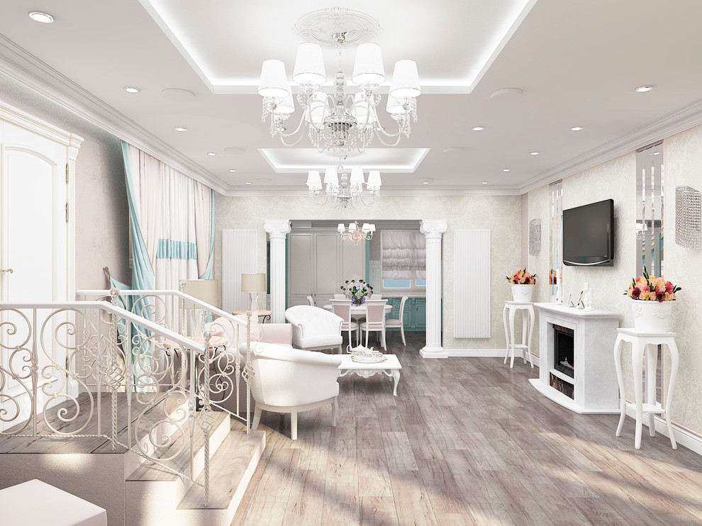 Обложка проекта: Дизайн кухни-гостиной в классическом стиле