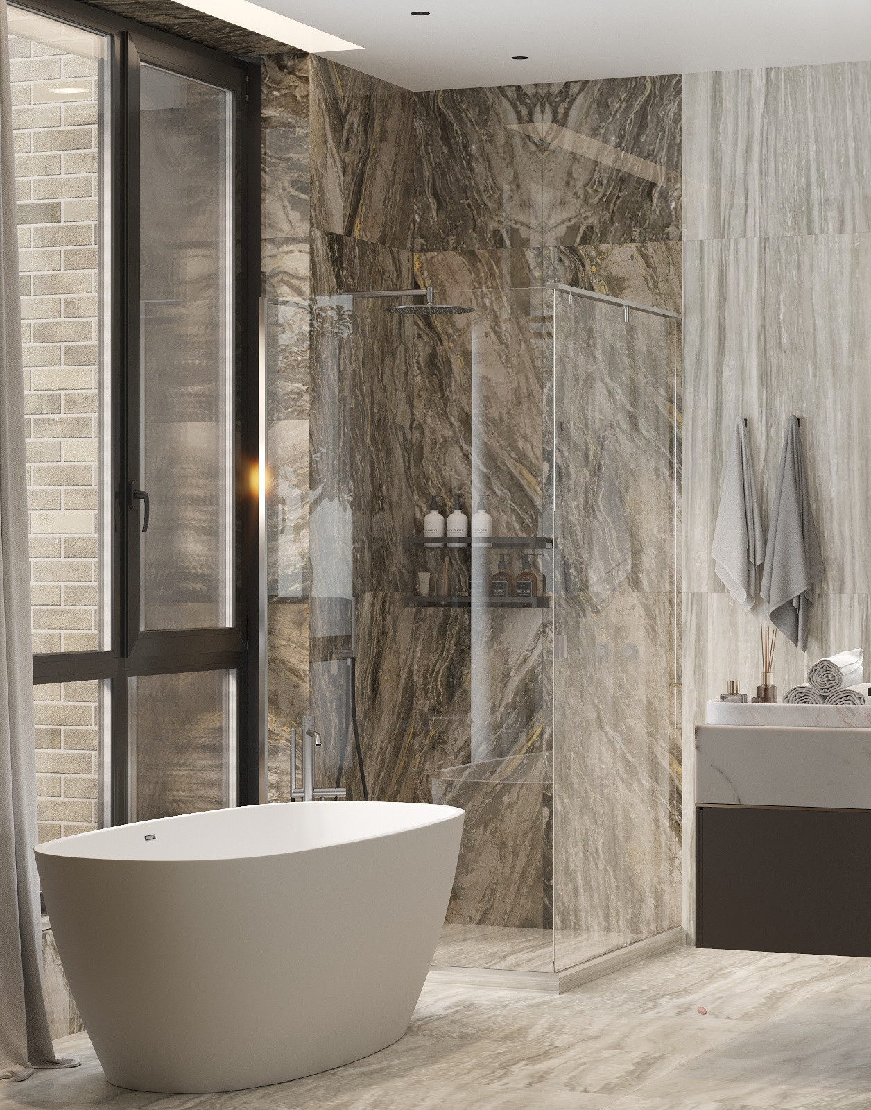 Интерьер видовой квартиры с террасой