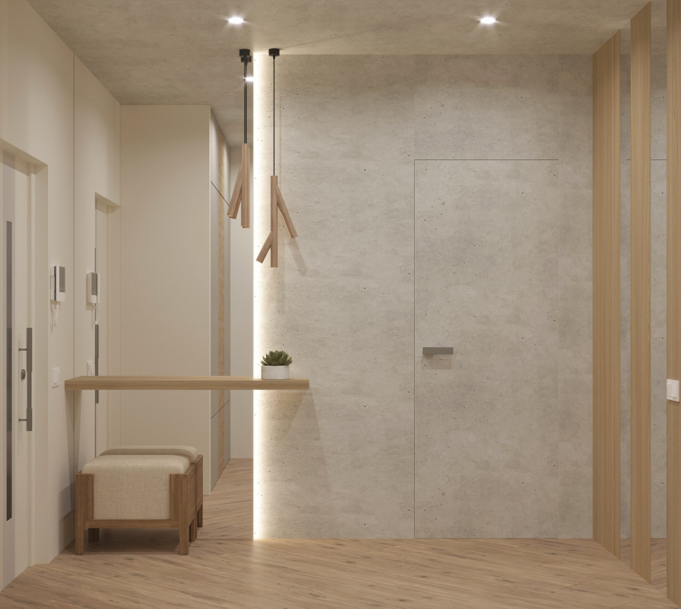 Обложка проекта: Прихожая в стиле джапанди из дизайн-проекта в ЖК Hill8, Москва