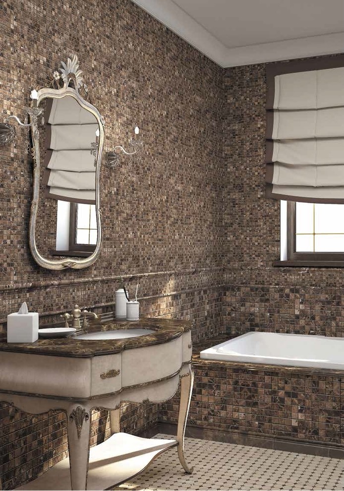 Мозаика из натурального камня в интерьере