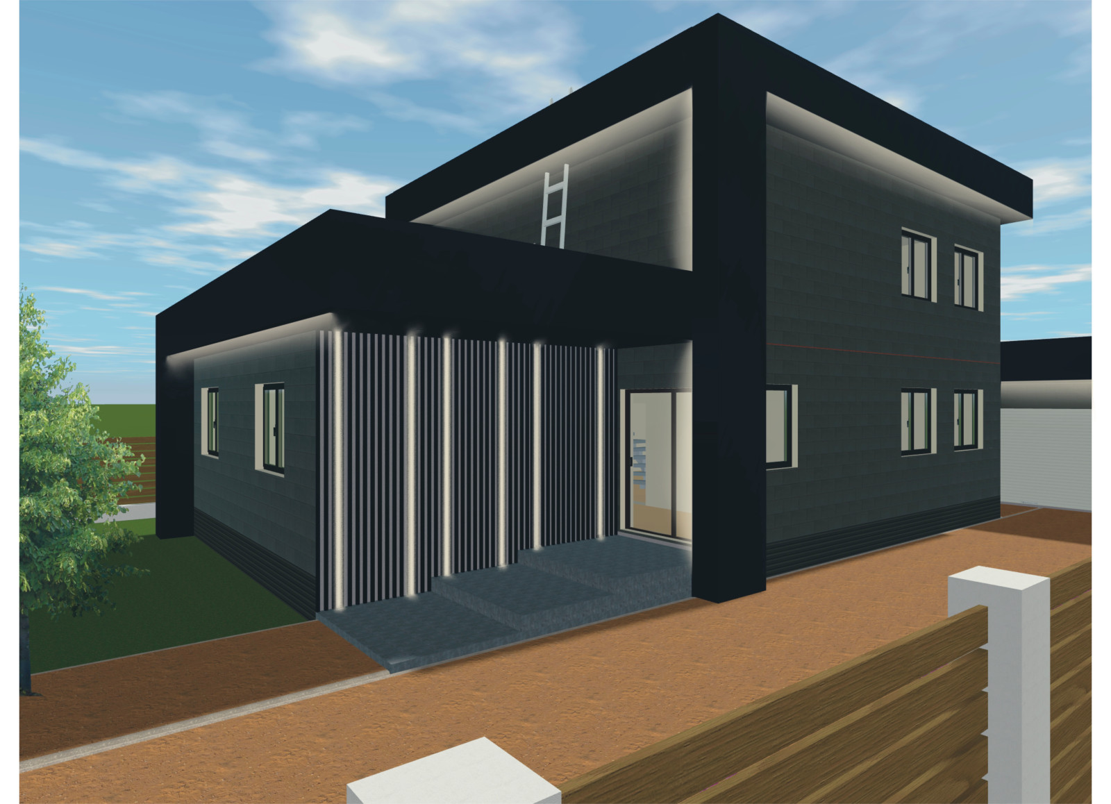 разработка дизайка фасада дома и построение зон участка